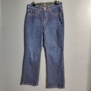 Lee Women Jeans Comfort Waistband Blue Straight Leg Denim High Waist SZ 10 Short